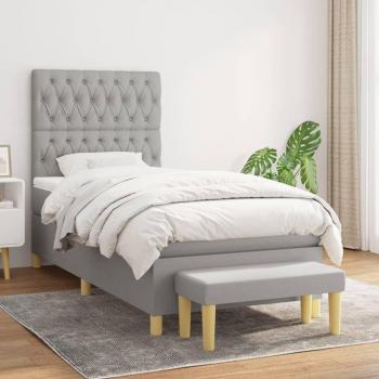 Cama box spring con colchón de muelles gris claro 100x200 cm