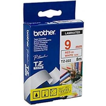 Brother Gloss Laminated Labelling Tape - 9mm, Red/White - Cintas para impresoras de etiquetas