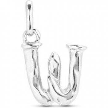 UNO de 50 W's Silver Plated Alphabet Charm - Small Metal Pendant