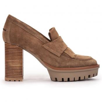 Pedro Miralles - Mocasines con tacón de serraje en color marrón BURSA