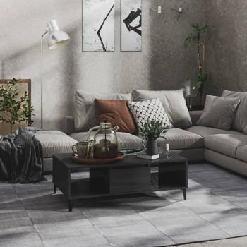 Mesa de centro madera contrachapada gris brillo 103.5x60x35 cm