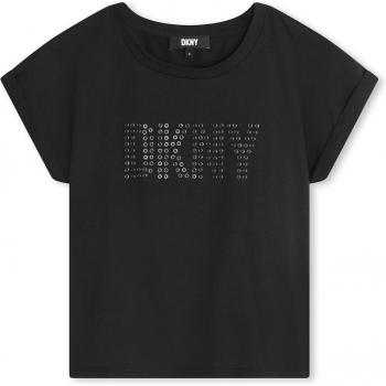 Camiseta de niña DKNY de algodón con logo de tachuelas, manga corta, modelo D60089