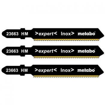 Metabo 623663000 623663000-Blister de 3 Hojas de Sierra de calar para INOX 2-4 mm Metal NE/Afil. HM 51 mm, Negro