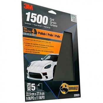 3M Wetordry Sandpaper, 32023, 1500 Grit, 9 in x 11 in, 5 per Pack
