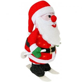 Papá Noel con esquí luces y movimiento Decoración Navideña 20X30X61 cm
