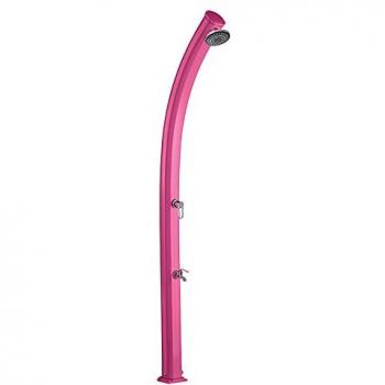 Ducha Solar Exterior Jolly 25L Rosa 228 cm de Aluminio con Enjuaga Pies, Cabezal y Mezclador