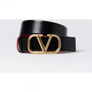 Valentino Garavani Women's Reversible Black Leather Belt Size 80