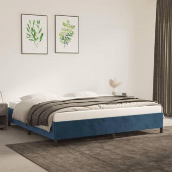 Cama solar sin colchón azul oscuro 200x200 cm en terciopelo