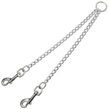 Acople Doble para Correas de Dos Perros Pequeños, Cadena de Metal Resistente 2mm x 25cm