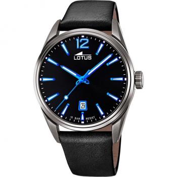 Reloj Lotus Chrono 18685/6 para Hombre con Esfera Negra y Correa de Piel Negra