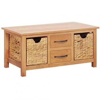 SengentoStyle Dressoir 88x53x43 cm massief eikenhout en waterhyacint