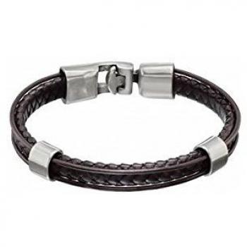 Pulsera UNOde50 Bosque de cuero bañada en plata de ley