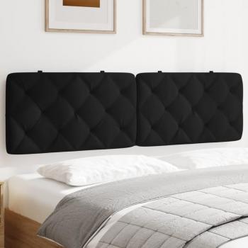 Cabecero de cama acolchado en terciopelo negro de 180 cm