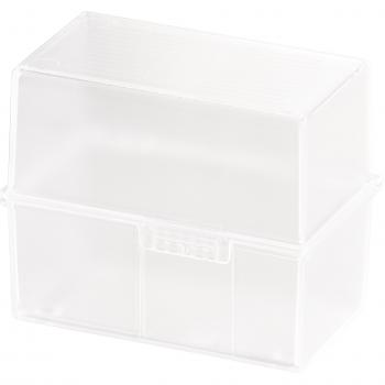 Caja de índice HAN A6 Horizontal, para 400 tarjetas, con bisagra de acero, translúcida y transparente