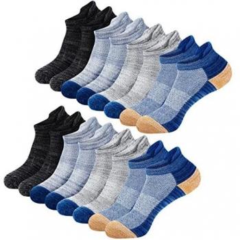 Amazon Brand - Eono Calcetines Hombre, 8 Pares Calcetines Deporte Hombre Mujer Acolchados, Calcetines Running Hombre Cortos Transpirables, Calcetines Tobilleros Hombre Mujer de Algodon