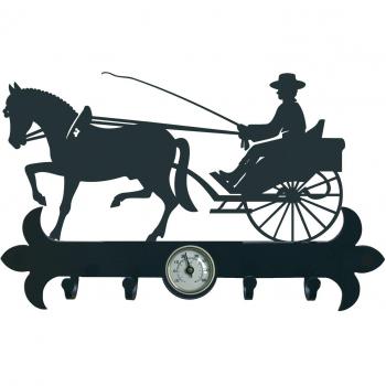 IMEX EL ZORRO El Zorro 11665-Colgador de Llaves Caballo con carreta, 290 mm, Hierro Forjado, Negro, 2.5x29x8.9 cm