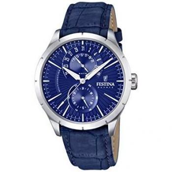 Festina Men's Quartz Watch with Black Dial Analogue Display Quartz Leather F16573/7