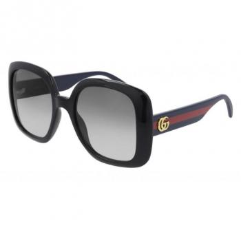 Gucci Square Sunglasses with Web, Black female, Size: 55 MM