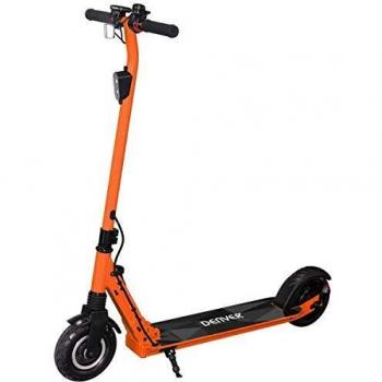 Denver Patinete Eléctrico SEL-80125ORANGE. Potencia 250W. Marco de Aluminio. Velocidad máx. 20km/h. Recorrido hasta 12Km por Carga. Ruedas 8. Luz Delantera y Trasera. Plegable y Ligero. Naranja.