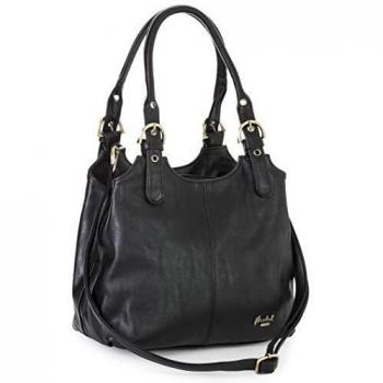 BHBS - Bolso de hombro para mujer con múltiples bolsillos, tamaño mediano, correa larga, con una bolsa de la marca para guardarlo, color Negro, talla Talla única