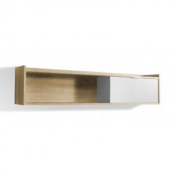 Módulo Superior de Televisión Topkit 2173 - Mueble de salón colgante en roble blanco, dimensiones 33x150x25 cm