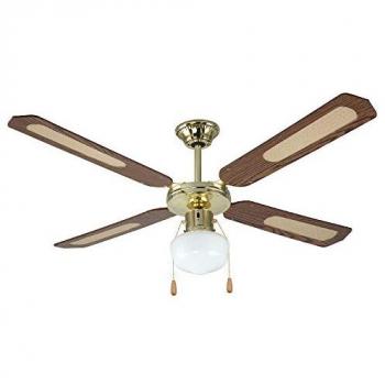 Ventilador de techo clásico 4 aspas con luz 70W color nogal diámetro 130 cm