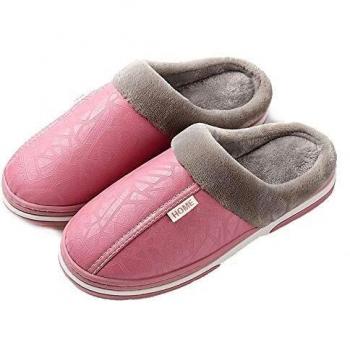 CELANDA Zapatillas de Estar por casa para Mujer Impermeables de PU Pantuflas Térmicos de Invierno Suave Algodón Casa Zapatos Cómodo Y Antideslizante