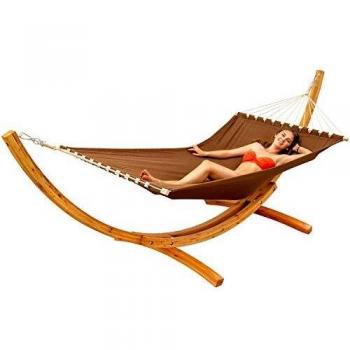 Hamaca XXL con Soporte de Madera - 325 cm, Doble para 2 Personas, Ideal para Jardín y Terraza