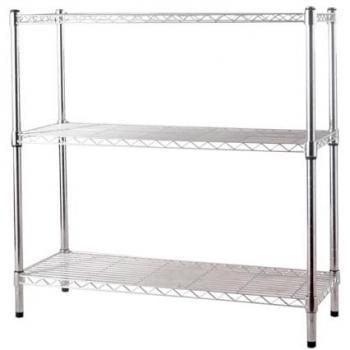 Estantería de acero cromado con pies regulables para casa y oficina - 3 estantes 90x35xH90 cm