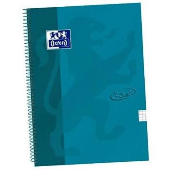 Oxford Touch - Pack de 5 cuadernos espiral, tapa extradura, color aqua
