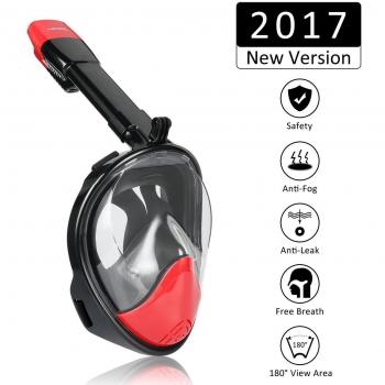 Hicool Máscara de Buceo, 180 Grados de Vision Mascara de Buceo con Diseño de Cara Llena Respirando Libre ,Tecnología Anti - Vaho y Anti - Fugas, Evitar El Reflejo de La Mordaza,Diseño con Tubo Respirador,Garantizar Una Mejor Experiencia de Snorkel