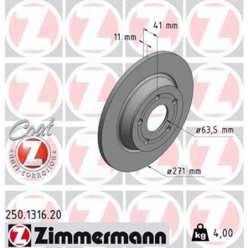 Disco de freno ZIMMERMANN 250.1316.20