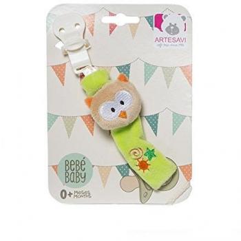 Portachupetes pinza Búho verde