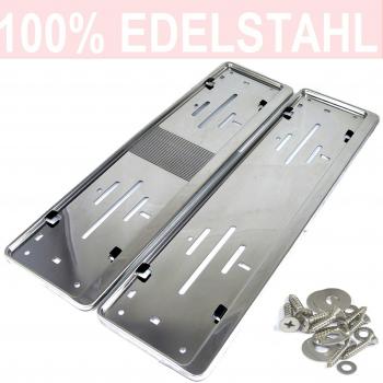 2 x Porta Matricula, Acero inoxidable, adecuado para topes curvos