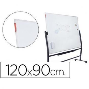 Pizarra blanca Rocada vitrificada magnética con soporte volteable doble cara 90x120 cm