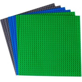 Strictly Briks Pack de 6 Bases para Construir - Compatible con Todas Las Grandes Marcas - 25,4 x 25,4 cm - Verde, Azul y Gris