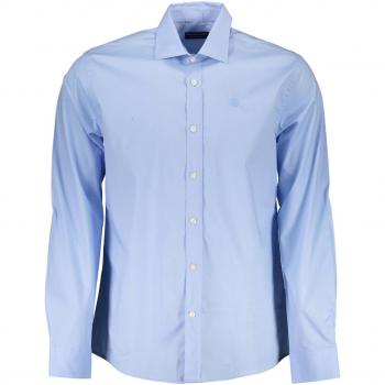 North Sails Light Blue Cotton Shirt - M, Casual Shirt, Male, Blue, Size: M, Cotton Shirt with Italian Collar and Logo