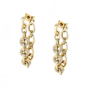 Pendientes Mujer Morellato SAVO06 - Pendientes de acero inoxidable, diseño elegante, con detalles en oro rosa y circonitas brillantes, cierre de presión, ideales para uso diario y ocasiones especiales