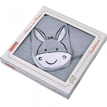 Set de toalla de baño con capucha y guante de lavado burro gris claro 80 x 80 cm