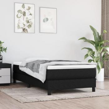 Cama box spring blanda negra 90x200 cm en tela