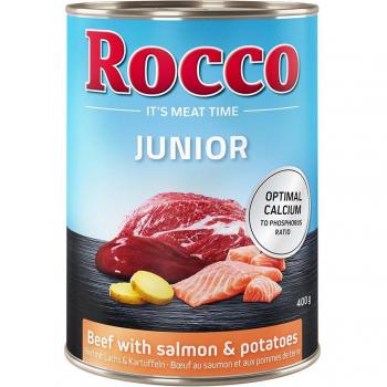 Rocco Junior 24 x 400 g - Vacuno con salmón y patatas