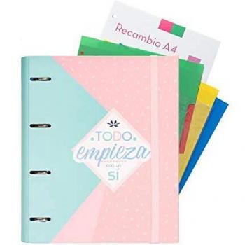 Grupo Erik Carpeblock 4 anillas Amelie pastel collection, Carpeta con recambio