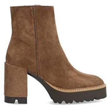 Botines de mujer Alpe 26301119 Marrón de piel baby silk con suela antideslizante y cierre de cremallera, talla 40