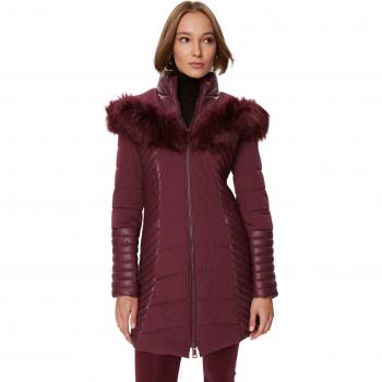 Guess Women's Bordeaux Puffer Jacket with Hood - New Oxana