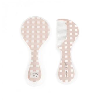 Set Cepillo y Peine para Bebé Cuadro Rosa