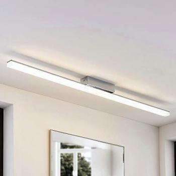 Lindby Plafón LED Levke alargado, IP44, lámpara de techo moderna en blanco, hecha de metal, para cuarto de baño