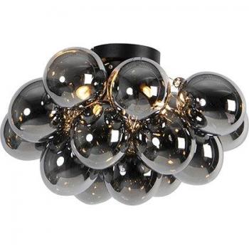 Plafón Art Deco negro cristal ahumado 4-luces UVAS 40 x 32 cm