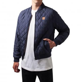 Urban Classics Men's Navy Diamond Quilted Nylon Parka Jacket