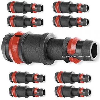 Enlace Goteo 20-16mm con Anilla de Seguridad - Pack 100 Uniones para Tubo de Riego