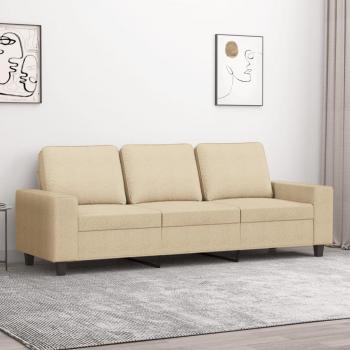Sofá de tela crema de 180 cm con 3 asientos
